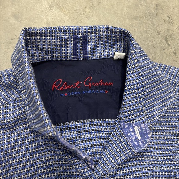 Robert‎ Graham Modern Americana Men's Long Sleeve Button Down Blue Shirt Size M - Picture 3 of 7